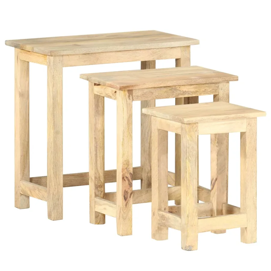 Tables gigognes 3 pcs Bois solide de manguier - 14