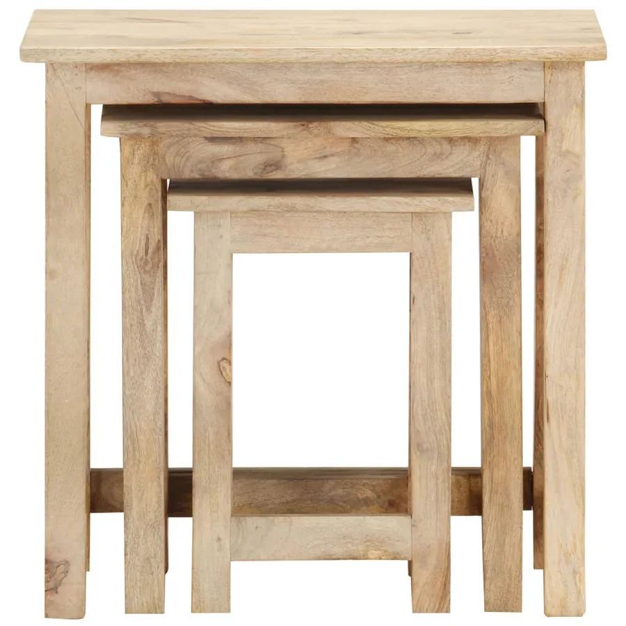 Tables gigognes 3 pcs Bois solide de manguier - 2