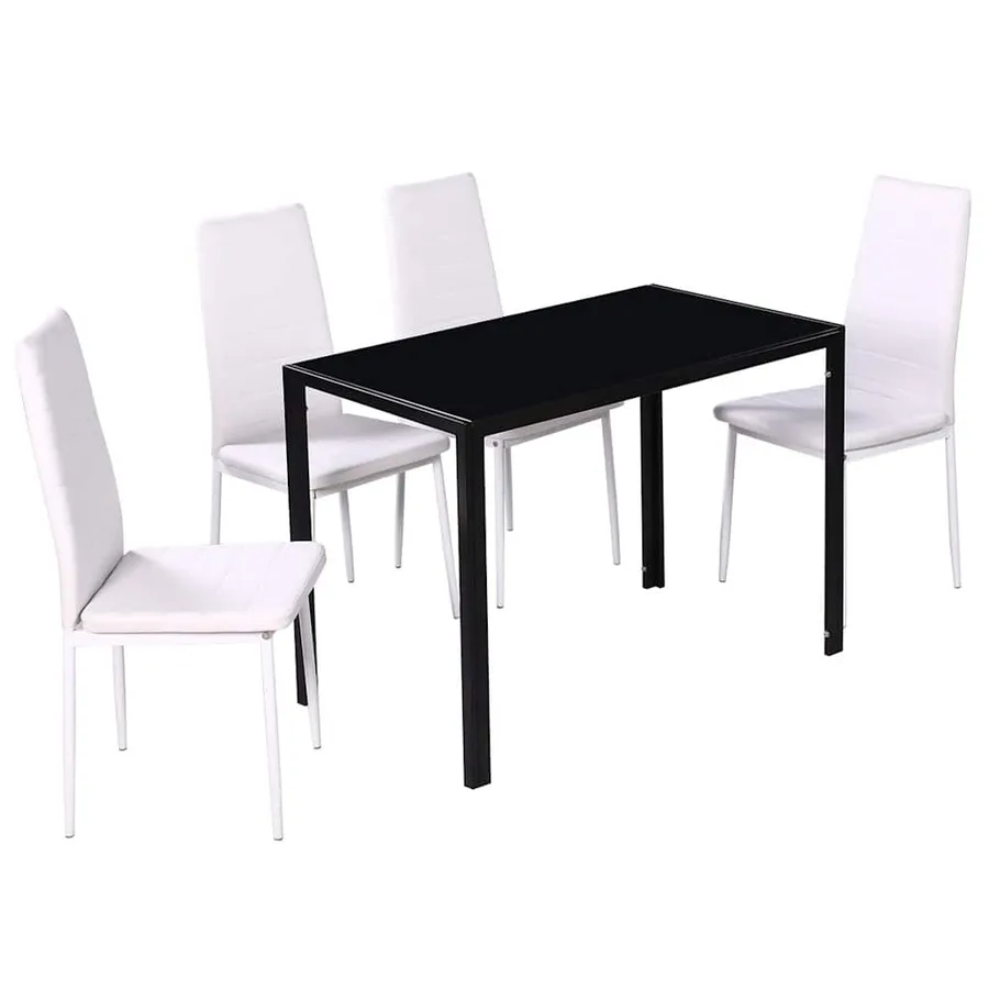 Ensemble de salle à manger 5 pcs Cuir synthétique Noir et blanc - 3