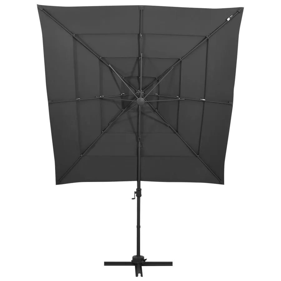 Parasol de jardin à 4 niveaux avec mât en aluminium anthracite - 2