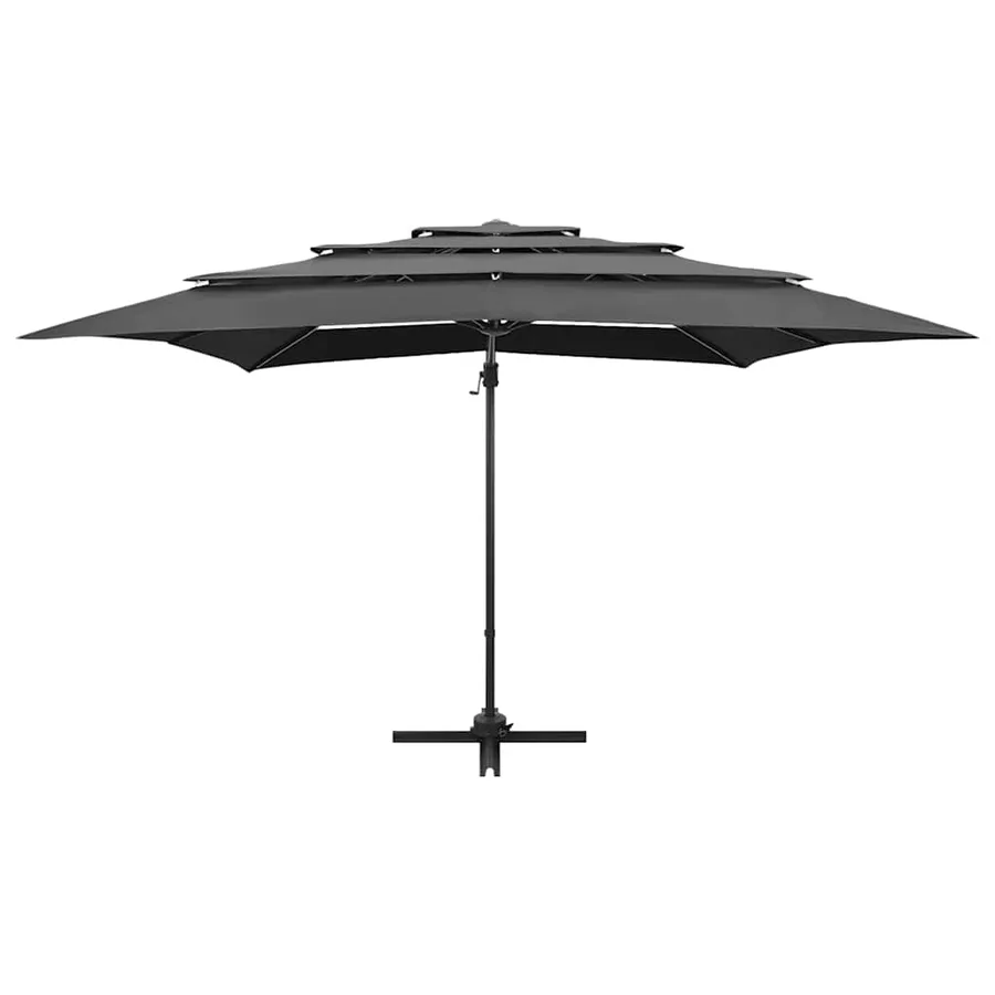 Parasol de jardin à 4 niveaux avec mât en aluminium anthracite - 3