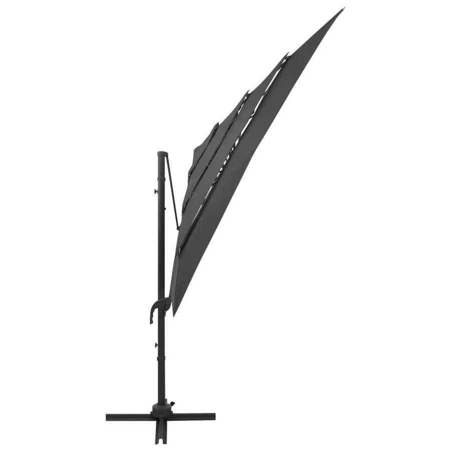 Parasol de jardin à 4 niveaux avec mât en aluminium anthracite - 4