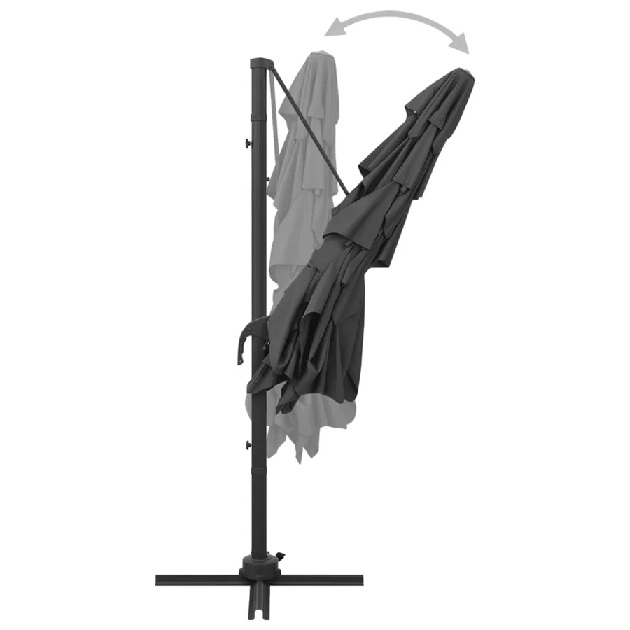 Parasol de jardin à 4 niveaux avec mât en aluminium anthracite - 6