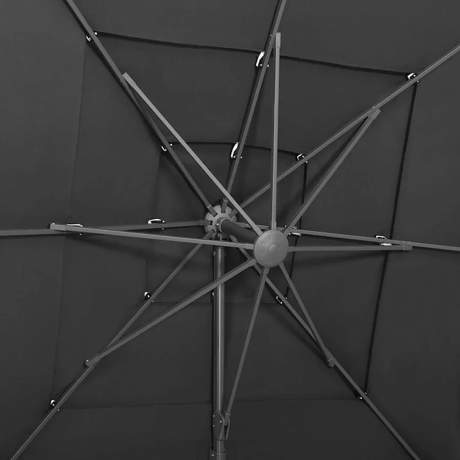 Parasol de jardin à 4 niveaux avec mât en aluminium anthracite - 7