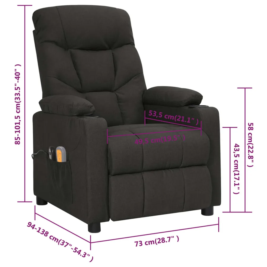 Fauteuil électrique de massage Noir Tissu - 13