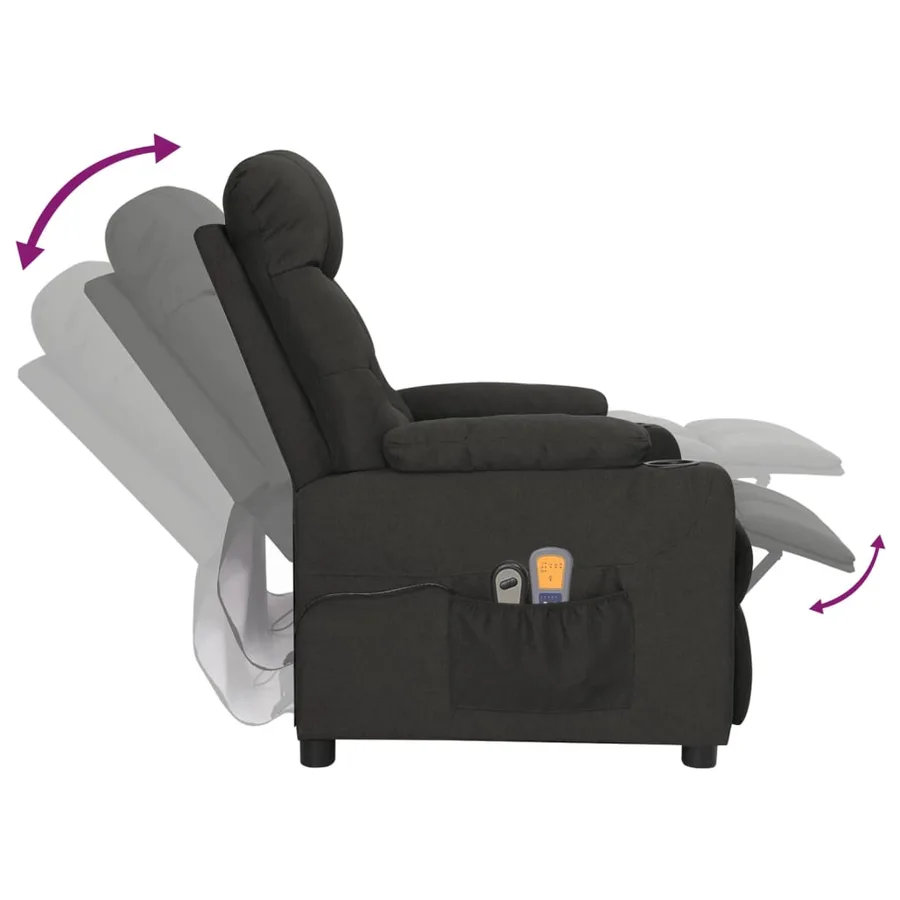 Fauteuil électrique de massage Noir Tissu - 7