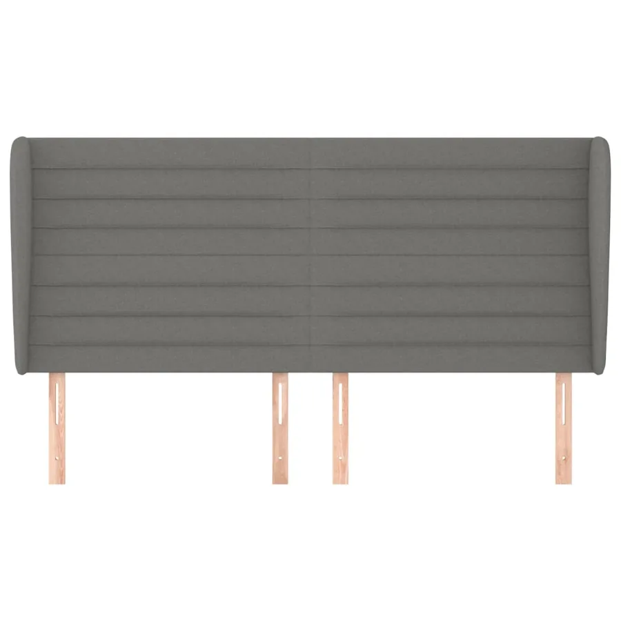 Tête de lit avec oreilles Gris foncé 203x23x118/128 cm Tissu - 3