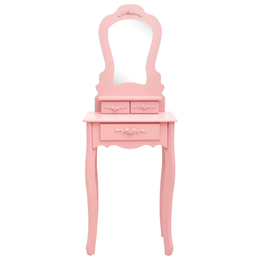 Ensemble de coiffeuse avec tabouret Rose 50x59x136 cm Paulownia - 3
