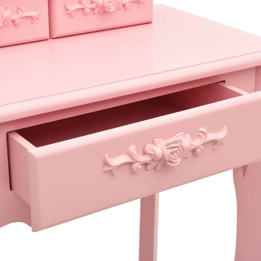 Ensemble de coiffeuse avec tabouret Rose 50x59x136 cm Paulownia - 7