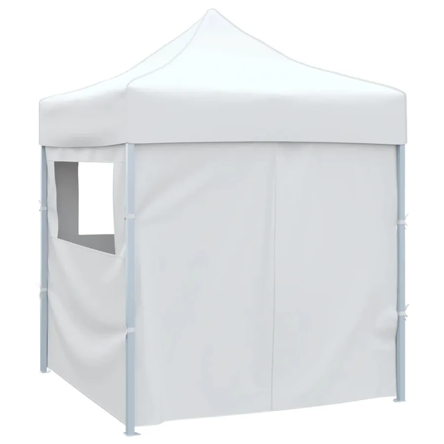 Tente de réception pliable avec 4 parois 2x2 m Acier Blanc - 3