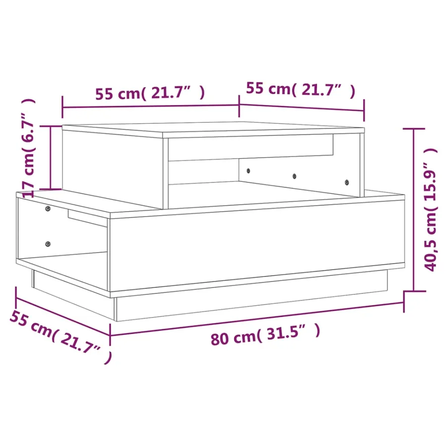 Table basse Noir 80x55x40,5 cm Bois massif de pin - 8