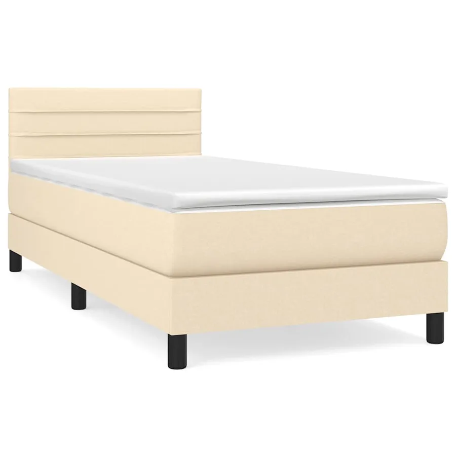 Sommier à lattes de lit avec matelas Crème 100x200 cm Tissu - 2