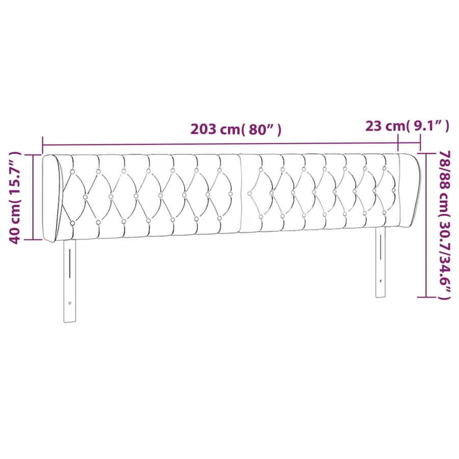 Tête de lit avec oreilles Crème 203x23x78/88 cm Tissu - 9