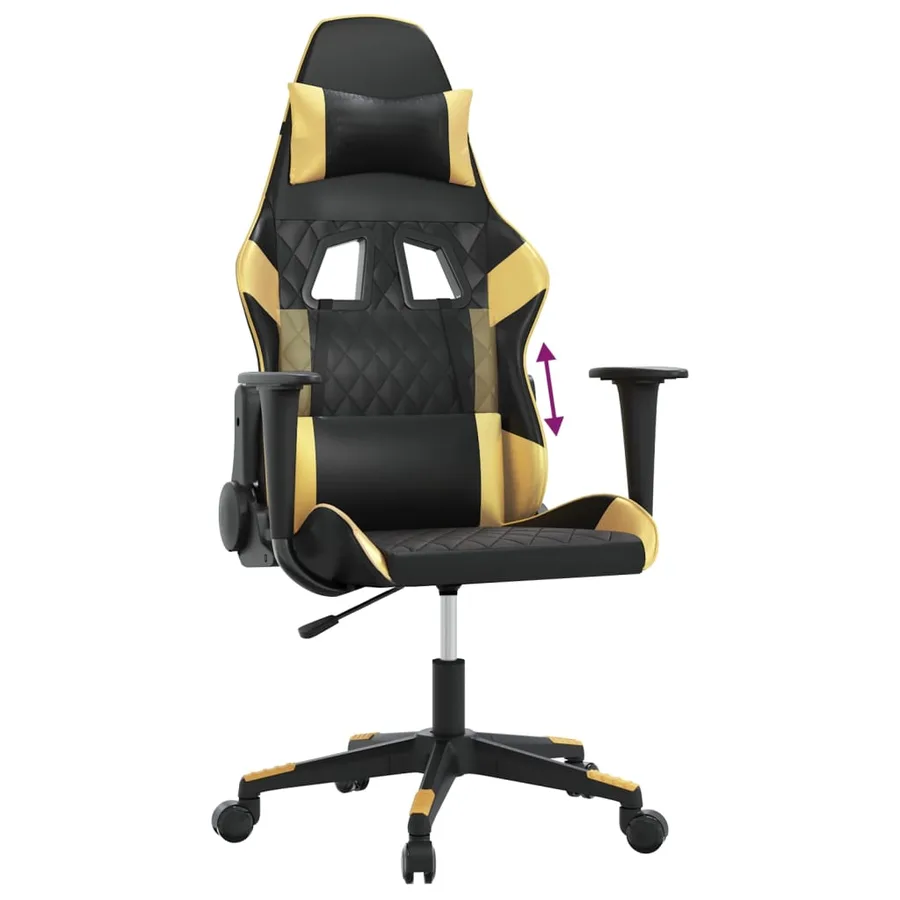 Chaise de jeu Noir et doré Similicuir - 7