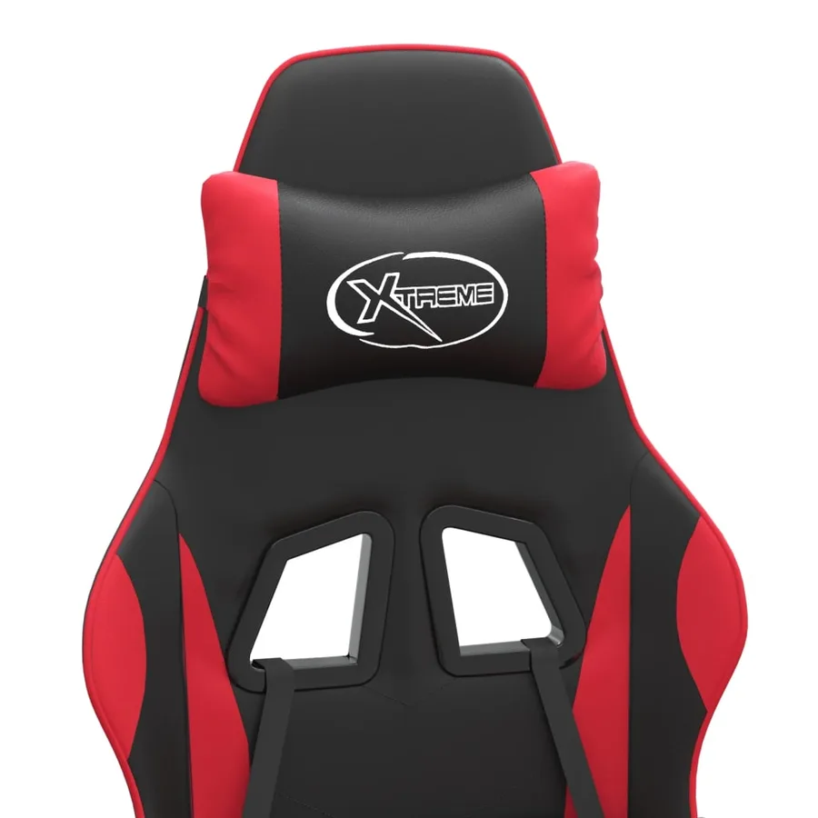 Chaise de jeu avec repose-pied Noir et rouge Similicuir - 11