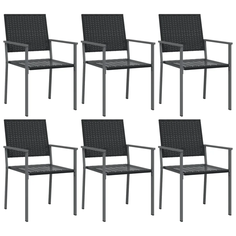 Chaises de jardin lot de 6 noir 54x62,5x89 cm résine tressée - 2