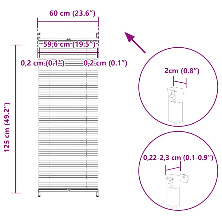 Store plissé 60x125 cm Crème - 10