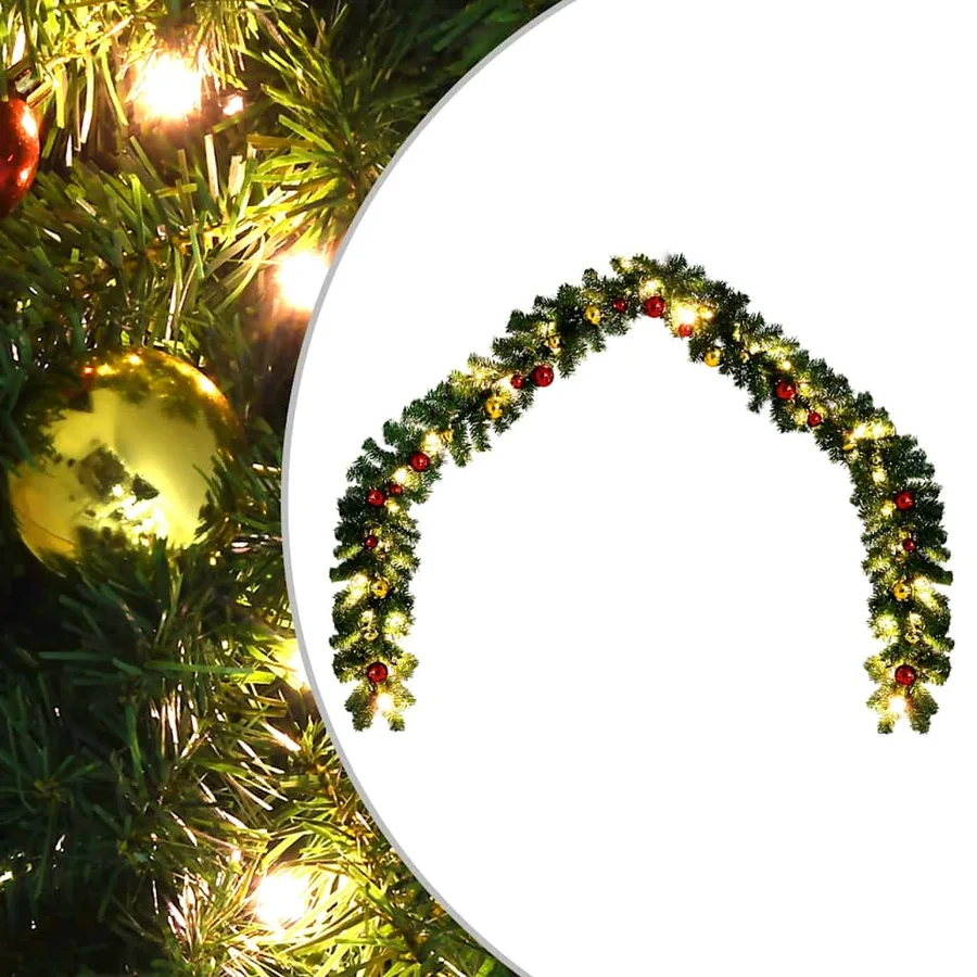 Guirlande de Noël décorée avec boules et lumières LED 5 m - 2