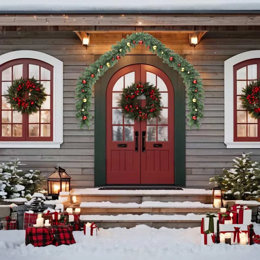 Guirlande de Noël décorée avec boules et lumières LED 5 m - 3