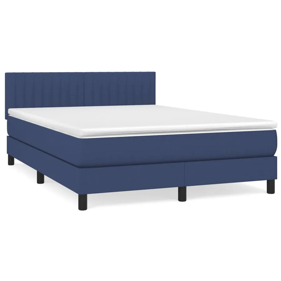 Sommier à lattes de lit avec matelas Bleu 140x190 cm Tissu - 2