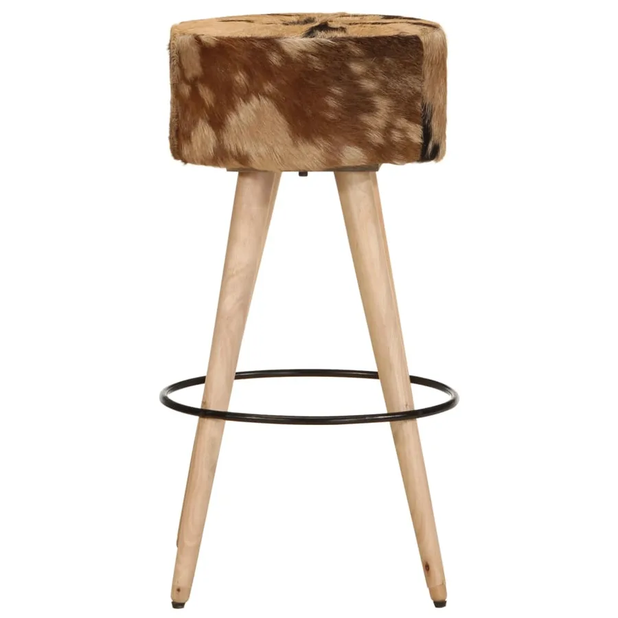 Tabourets de bar lot de 2 cuir véritable et bois de manguier - 10