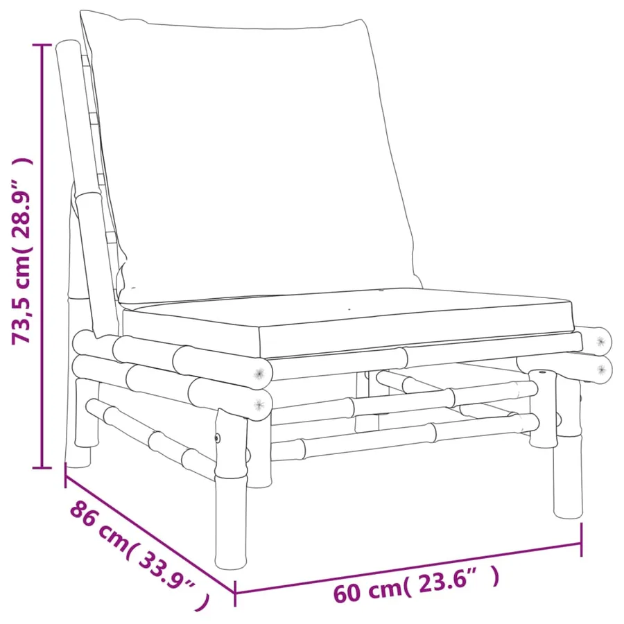 Salon de jardin 4 pcs avec coussins gris foncé bambou - 10