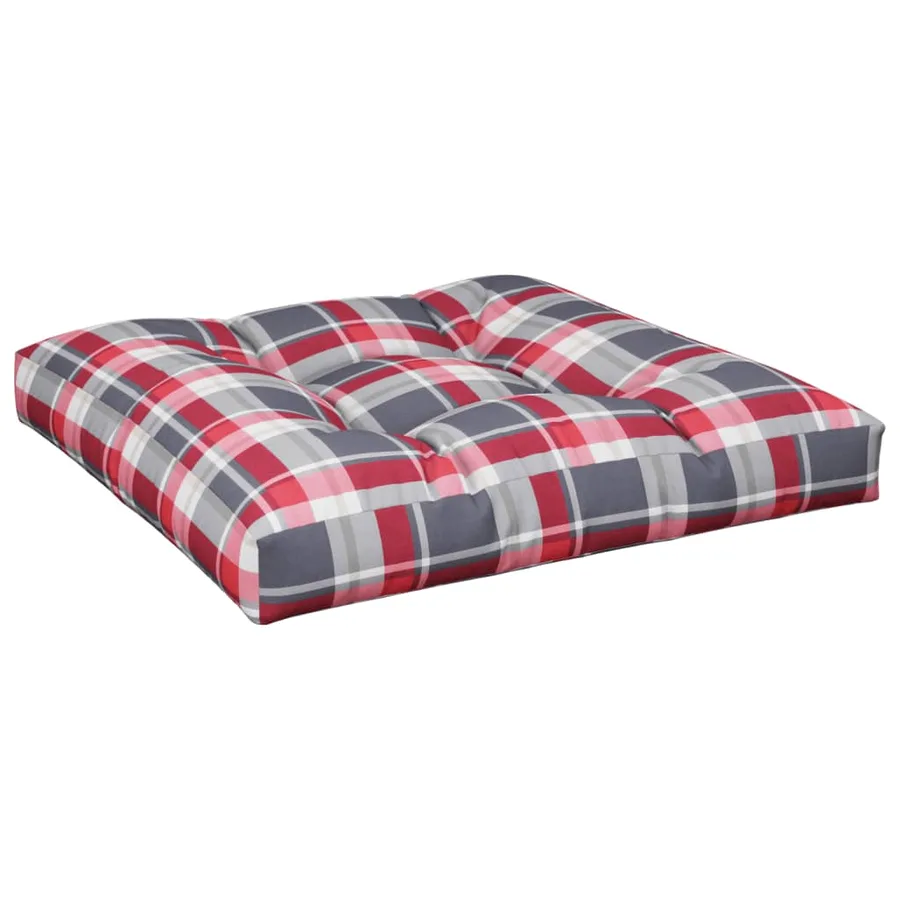 Coussin de palette motif à carreaux rouge 70x70x12 cm tissu - 2