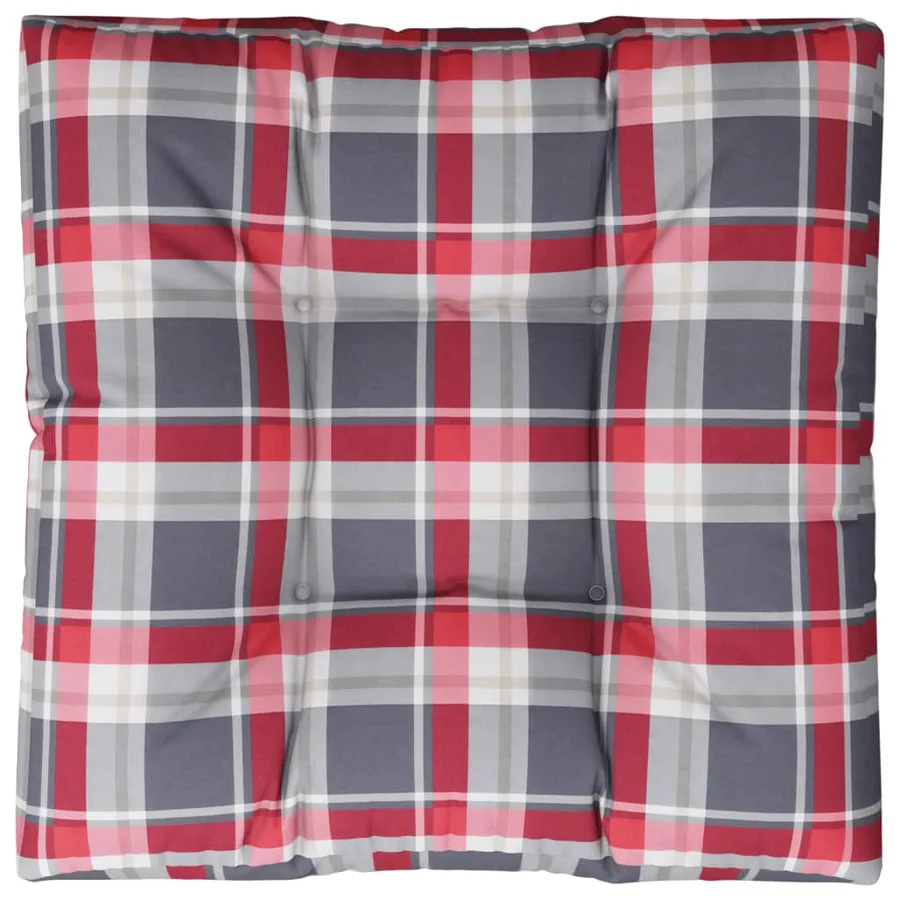 Coussin de palette motif à carreaux rouge 70x70x12 cm tissu - 6