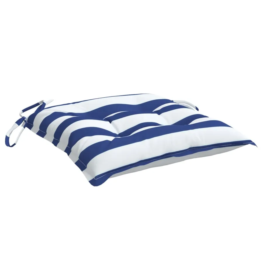 Coussins de chaise lot de 6 rayures bleues blanches 50x50x7 cm - 5