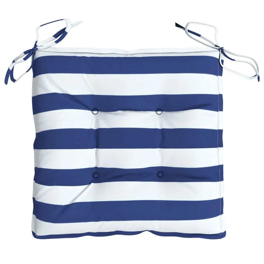 Coussins de chaise lot de 6 rayures bleues blanches 50x50x7 cm - 6