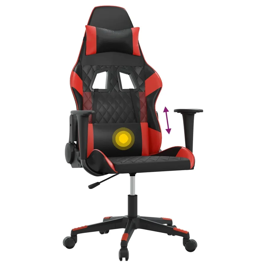Chaise de jeu de massage Noir et rouge Similicuir - 7