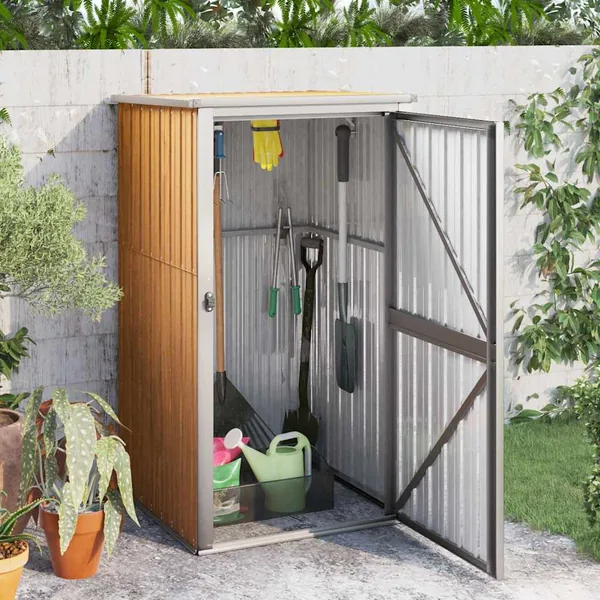 Abri à outils de jardin marron 88x89x161 cm acier galvanisé
