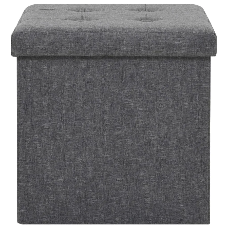 Tabouret de rangement pliable Gris foncé Faux lin - 4