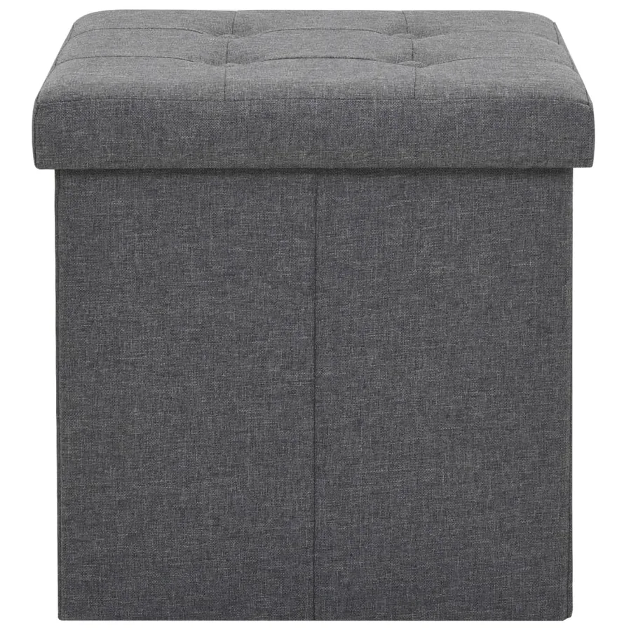 Tabouret de rangement pliable Gris foncé Faux lin - 5