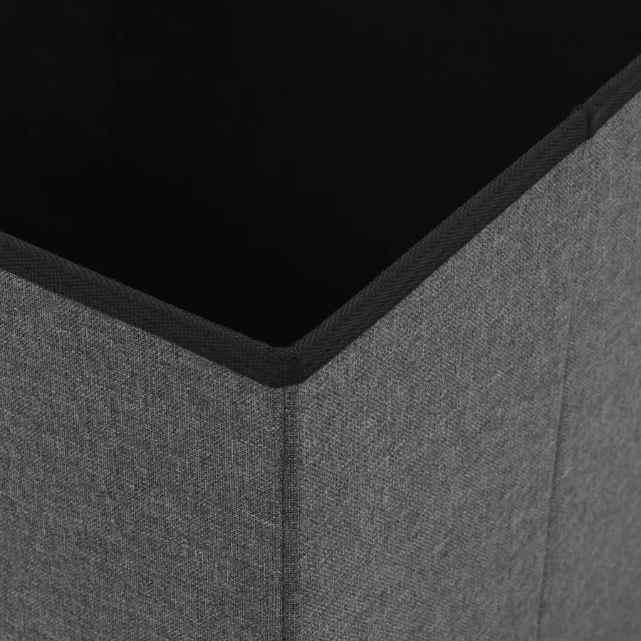 Tabouret de rangement pliable Gris foncé Faux lin - 7