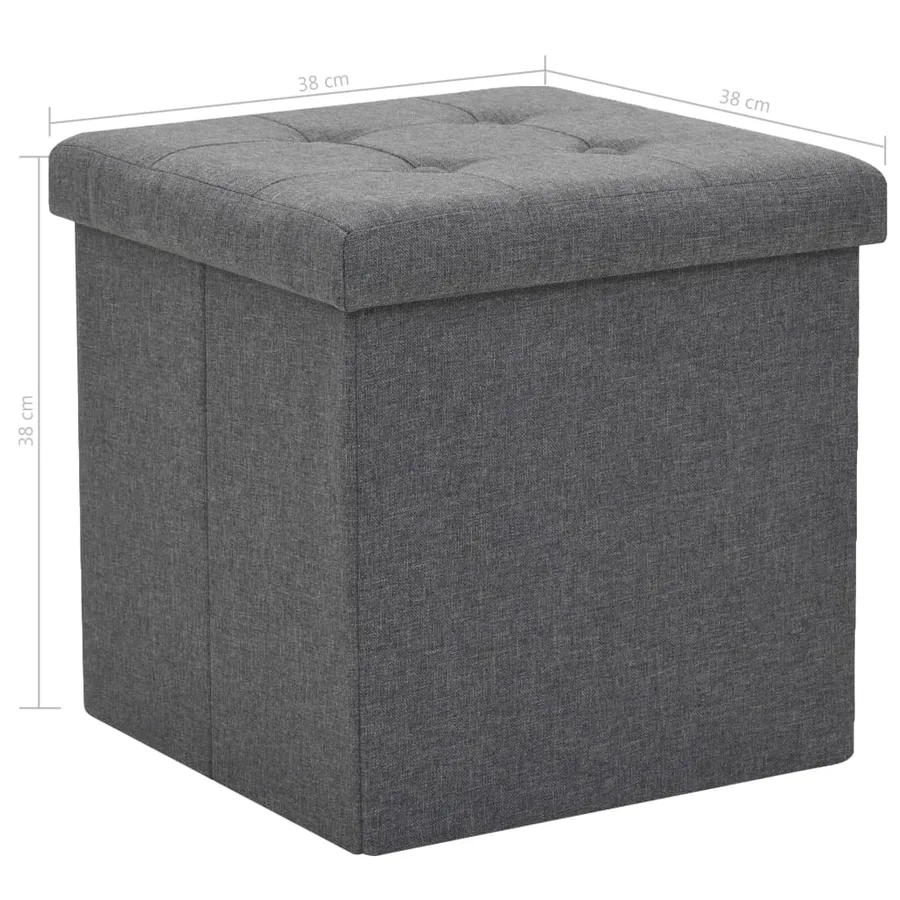 Tabouret de rangement pliable Gris foncé Faux lin - 8