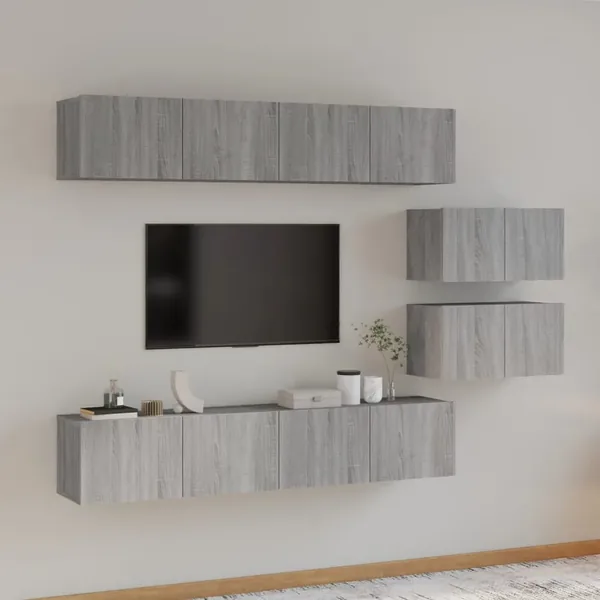 Ensemble de meubles TV 6 pcs Sonoma gris Bois d'ingénierie