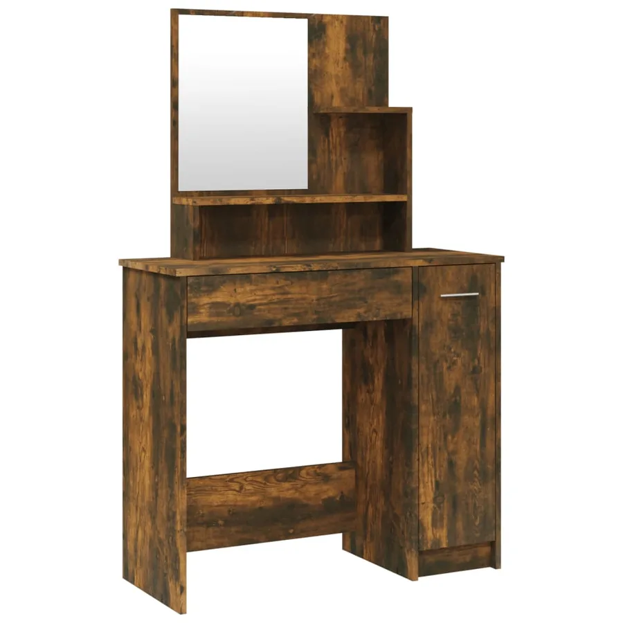 Coiffeuse avec miroir Chêne fumé 86,5x35x136 cm - 2