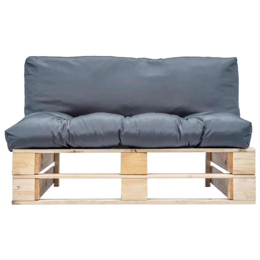 Canapé de jardin palette avec coussins gris Pinède - 2