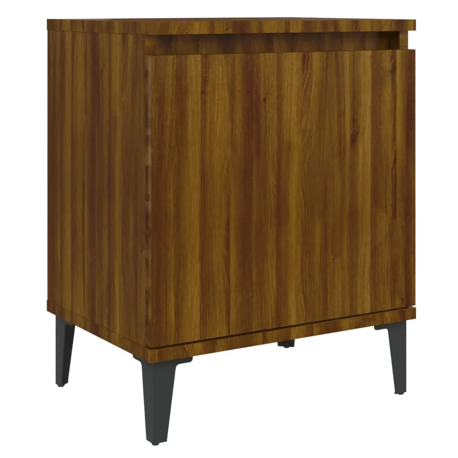 Table de chevet avec pieds en métal chêne marron 40x30x50 cm - 2