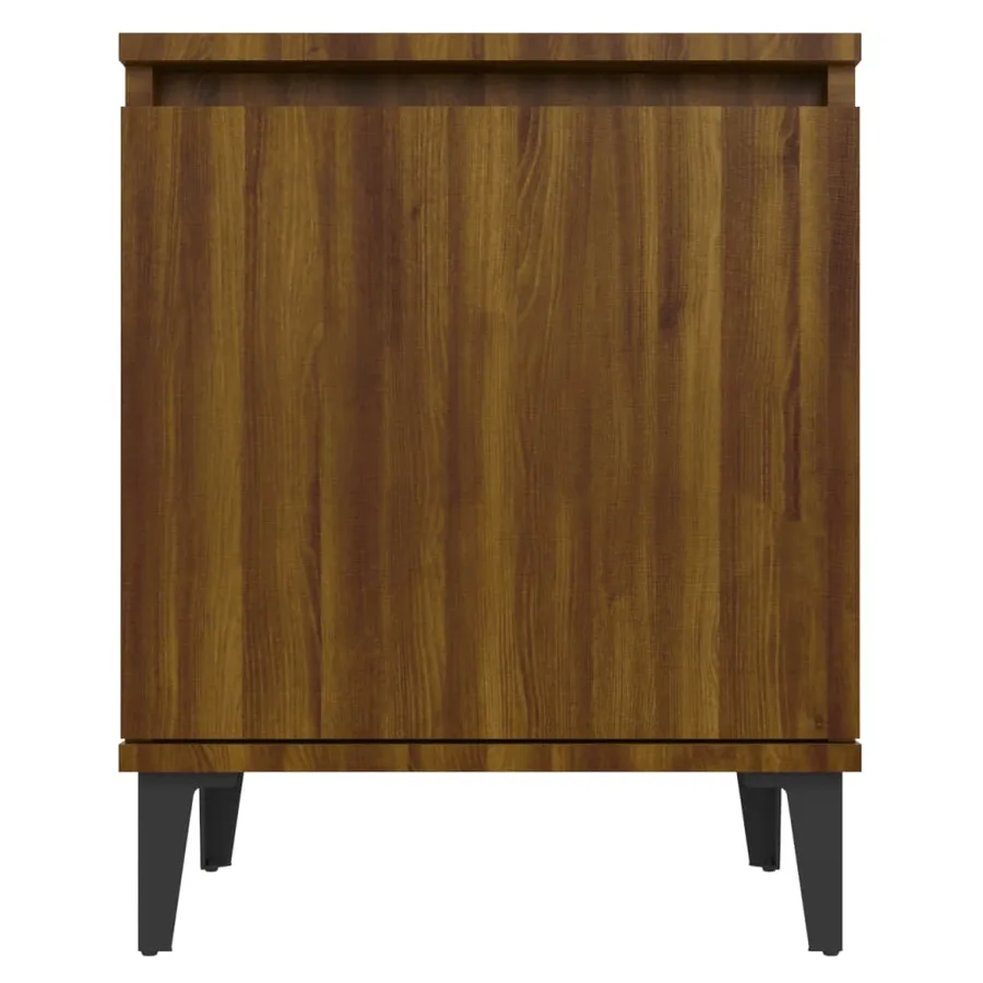 Table de chevet avec pieds en métal chêne marron 40x30x50 cm - 4