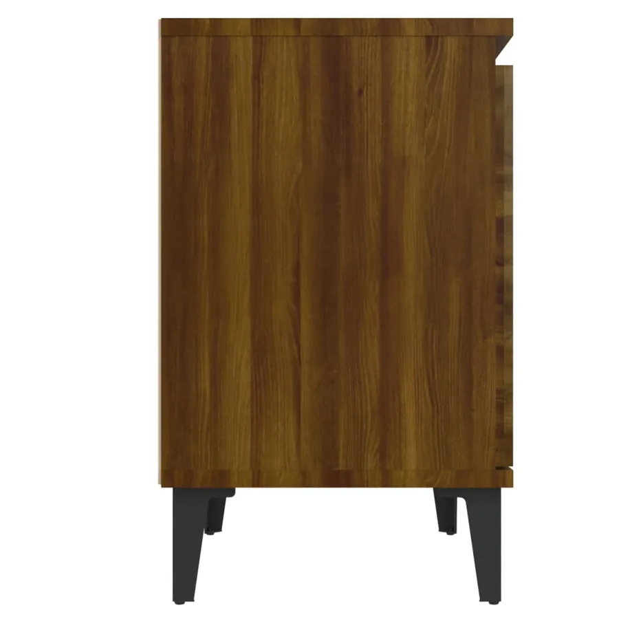 Table de chevet avec pieds en métal chêne marron 40x30x50 cm - 5