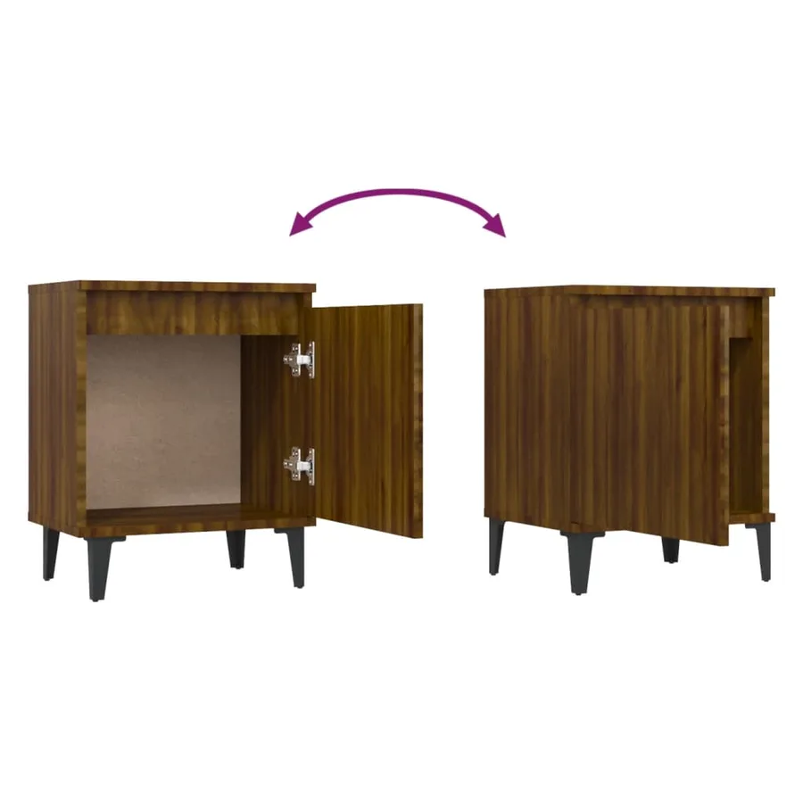 Table de chevet avec pieds en métal chêne marron 40x30x50 cm - 7