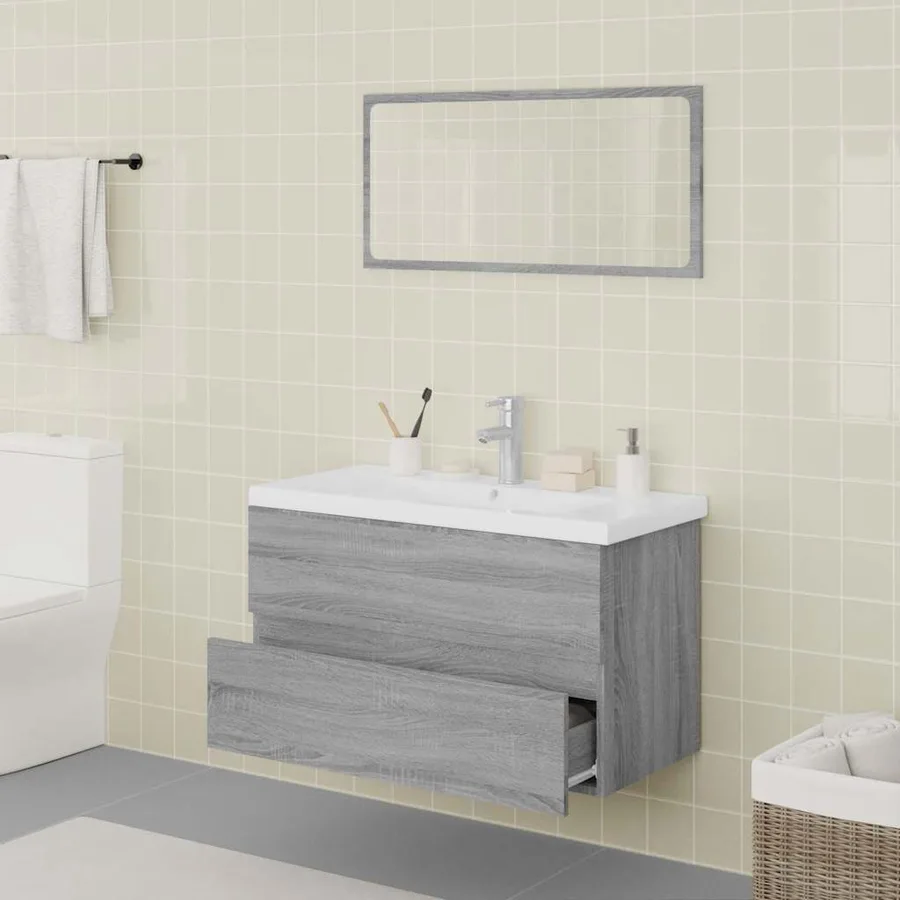 Meubles de salle de bain Sonoma gris Bois d'ingénierie - 3