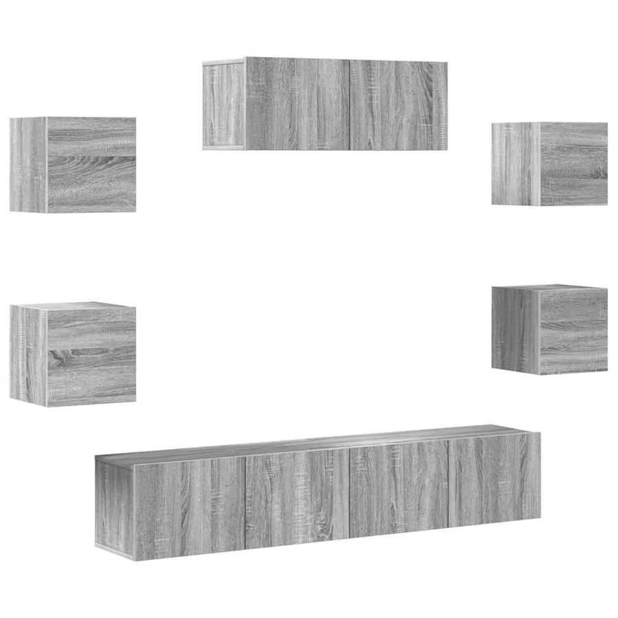 Ensemble de meubles TV 7 pcs Sonoma gris Bois d'ingénierie - 2