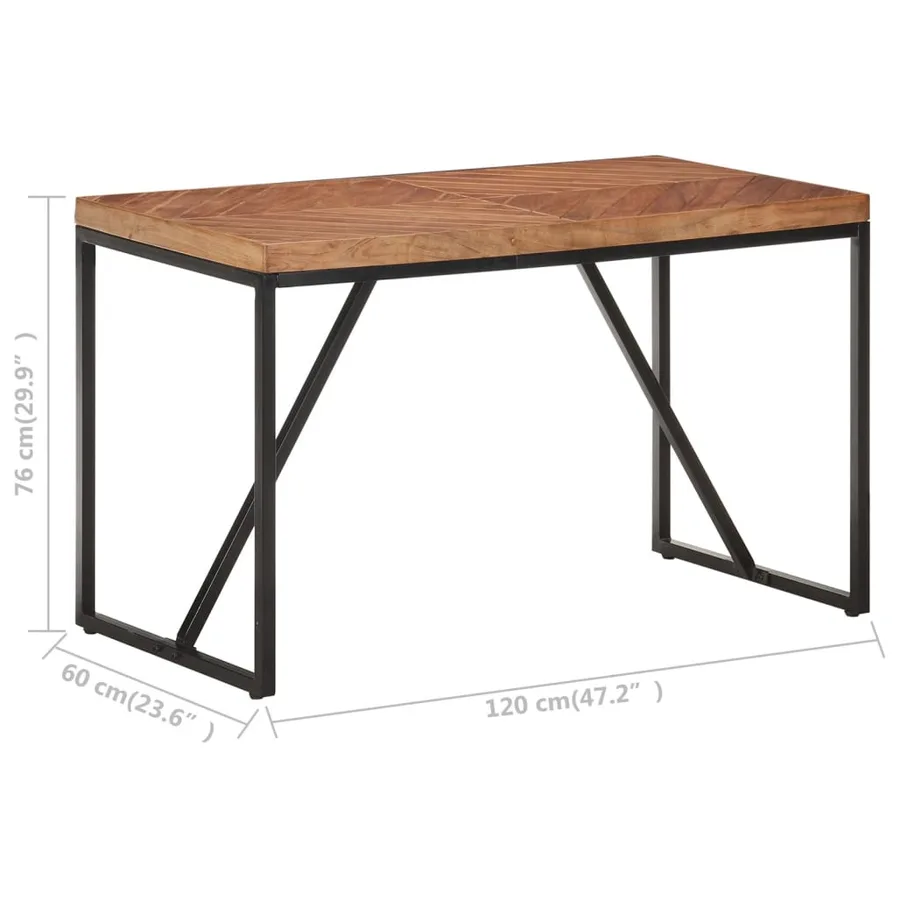 Table à manger 120x60x76 cm Bois massif d'acacia et de manguier - 7