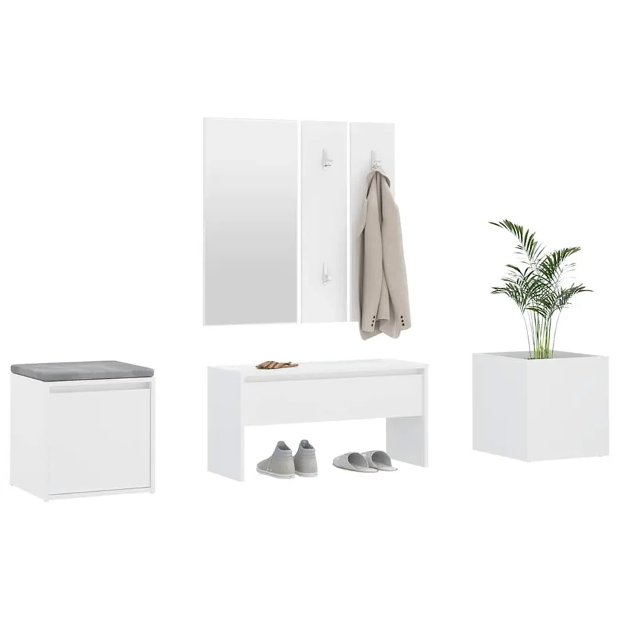 Ensemble de meubles de couloir Blanc Bois d'ingénierie - 4