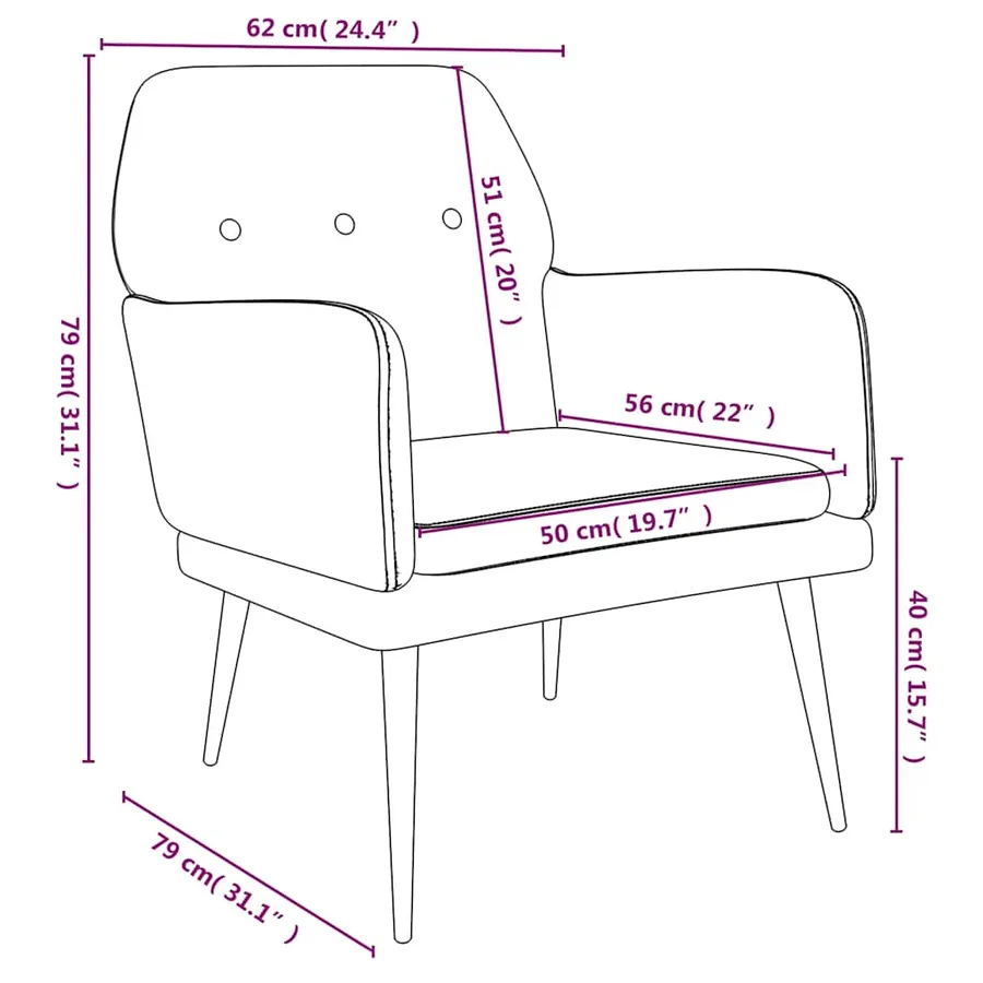 Fauteuil Vert foncé 62x79x79 cm Velours - 8