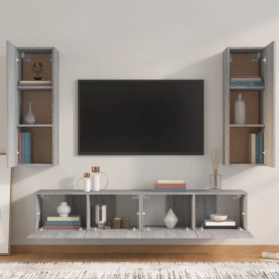 Ensemble de meubles TV 4 pcs Sonoma gris Bois d'ingénierie - 3