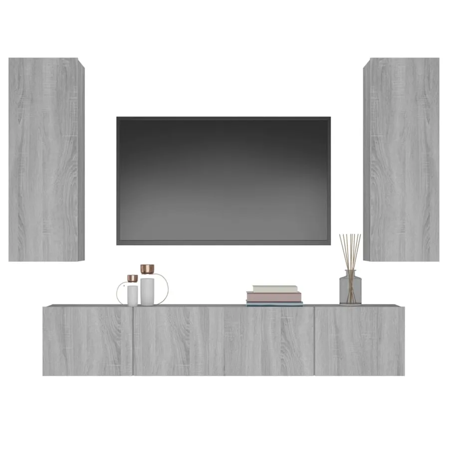 Ensemble de meubles TV 4 pcs Sonoma gris Bois d'ingénierie - 4